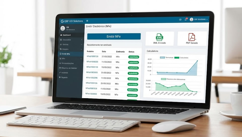 Tela de Emissão de NFe do ERP GSI Solutions